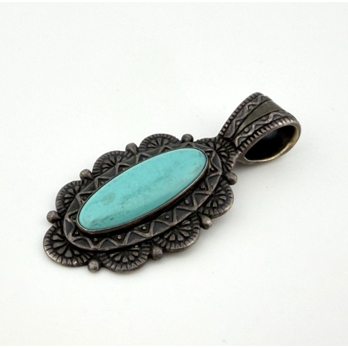 Turquoise Sterling Silver Pendant Southwestern Native American Carolyn Pollack