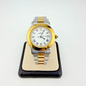 Vintage Movado Two-Tone Quartz Watch Roman Numerals 6.5 in Date 81.36.812.2