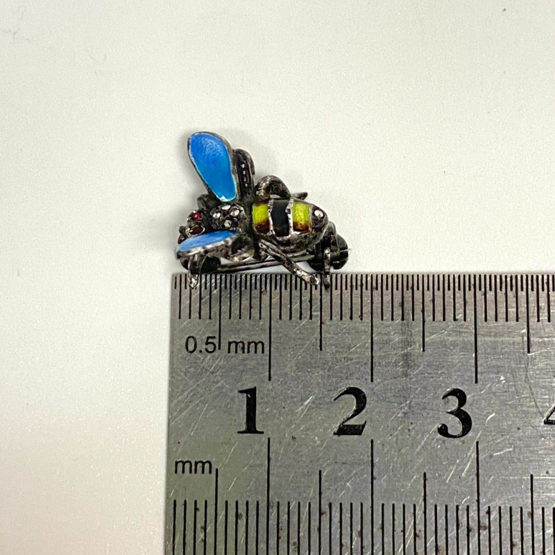 Alice Caviness Brooch Sterling Silver Enamel Marcasite Bumble Bee Germany