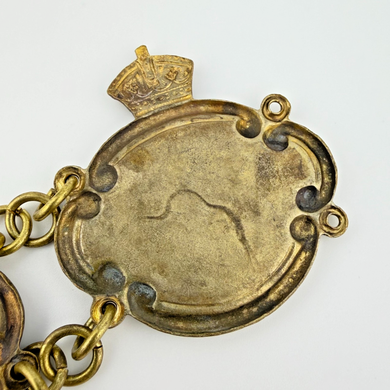 Antique RAOB Buffaloes Officer Collar Chain – Enameled Brass RBAO Links + Crowns