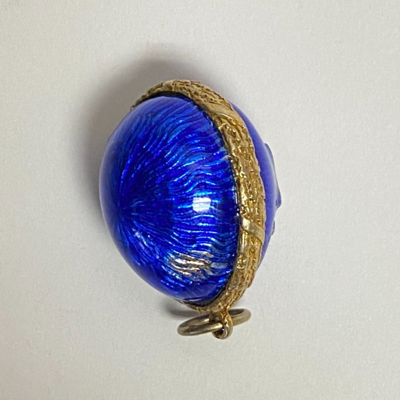 Small Antique Sterling Silver Enamel Egg Pendant (BLUE WITH STARS) Small Antique Sterling Silver Enamel Egg Pendant (BLUE WITH STARS)