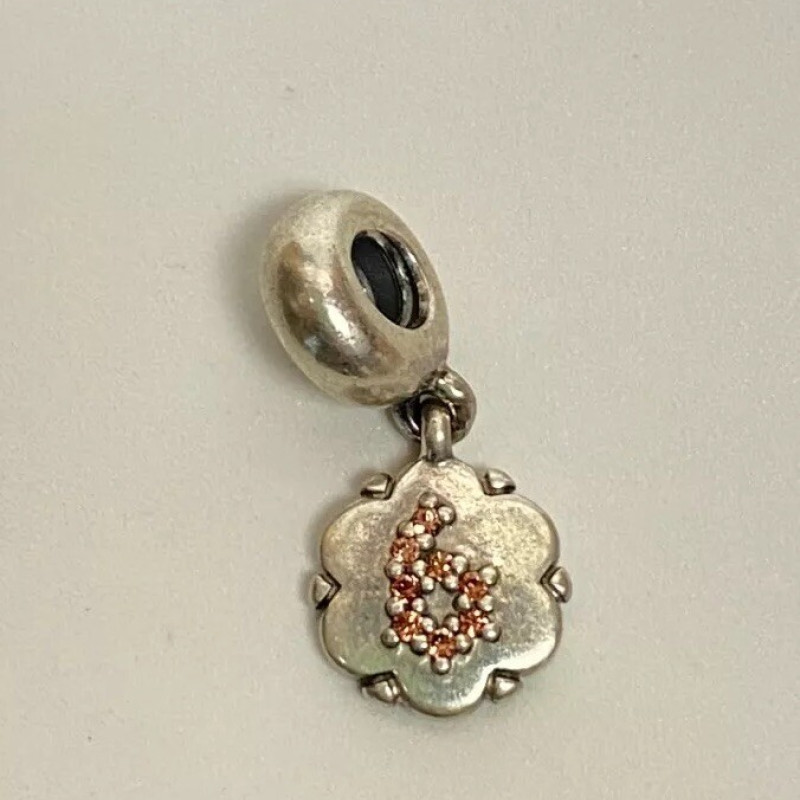 Pandora Silver Special Number 6 Dangle with Garnet - 790550GA6