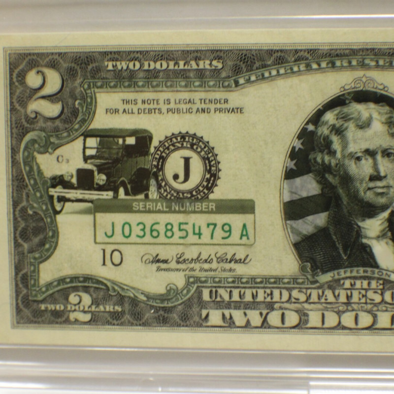 Uncirculated Series 2003A $2 Bill New Jersey Overprint with Clear Case Holder