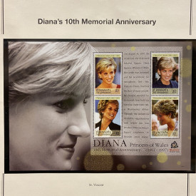 Princess Diana's 10th Memorial Anniversary Collectable Postage Stamps Near Mint