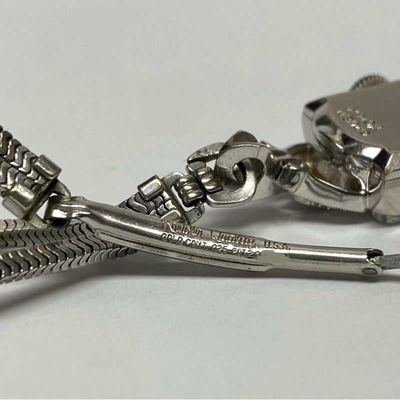 Vintage Ladies Gruen Precision 14K White Gold w Diamonds 17 Jewels