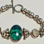 Vintage Sterling Silver Oval Green Emerald Stone Designed Bracelet