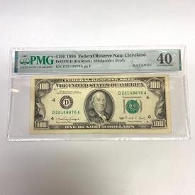 Fr 2173-D (DA Block) 1990 $100 FRN Cleveland PMG 40 Pinholes
