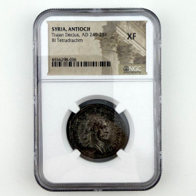 SYRIA, ANTIOCH Trajan Decius (AD 249-251) Bl Tetradrachm, NGC XF