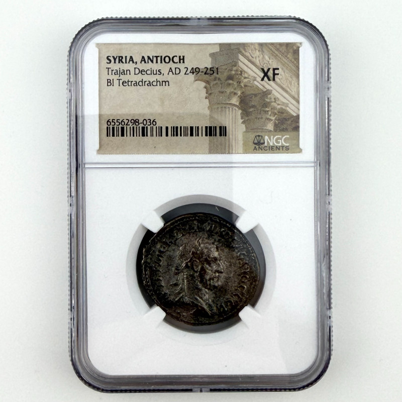 SYRIA, ANTIOCH Trajan Decius (AD 249-251) Bl Tetradrachm, NGC XF