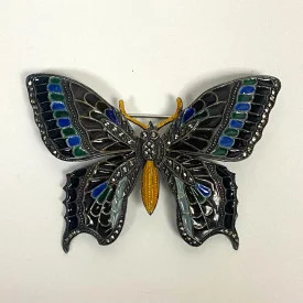 Vintage Alice Caviness Germany Enamel Sterling Silver Butterfly Brooch