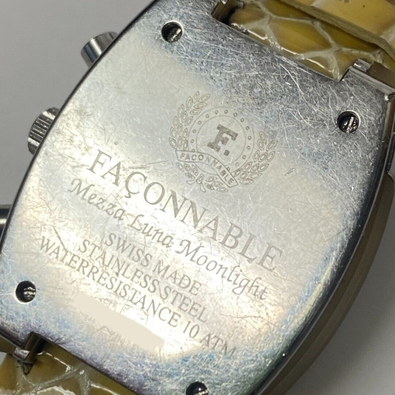 Woman Faconnable Diamond Mezza Luna Moonlight Watch Mother Of Pearl Dial Swiss