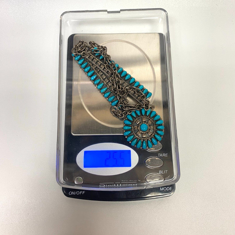 Zuni sterling silver turquoise necklace by Art Acoya