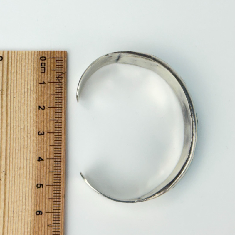 Vintage Zuni Native American Navajo Turquoise Inlay Sterling Silver Bracelet