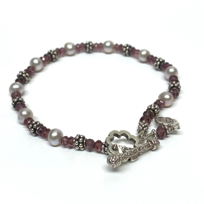 ML Sterling Silver 925 Pink Faceted Glass Stylish bead Bracelet