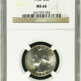 MS66 1956 Washington Quarter - Graded NGC  SOME RUSTING ON COIN