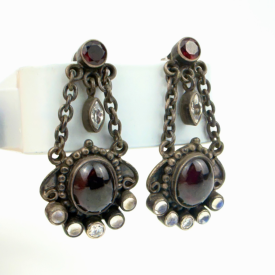 Nicky Butler India Sterling Silver 925 Garnet Moonstone Dangle Earrings