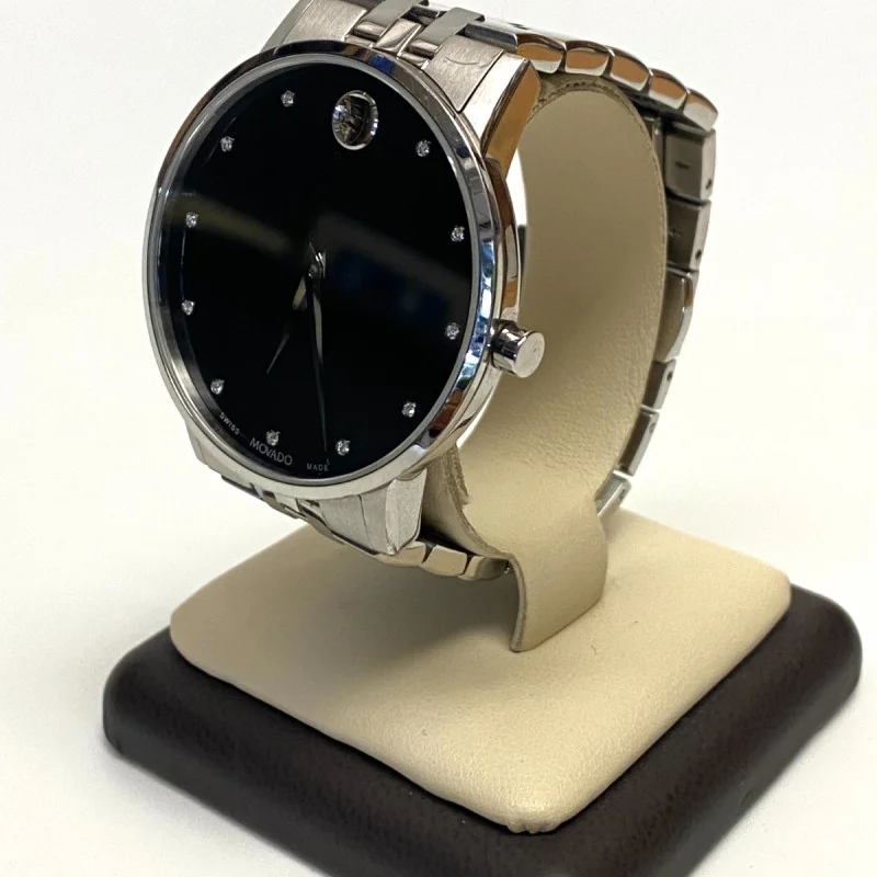 Movado Museum Man's Classic 1/20 CT. T.W. Diamond Watch with Black Dial, 40 mm
