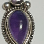 Antique Sterling Silver 925 OVAL SHAPED CENTERED With Amethyst Gemstone PENDANT