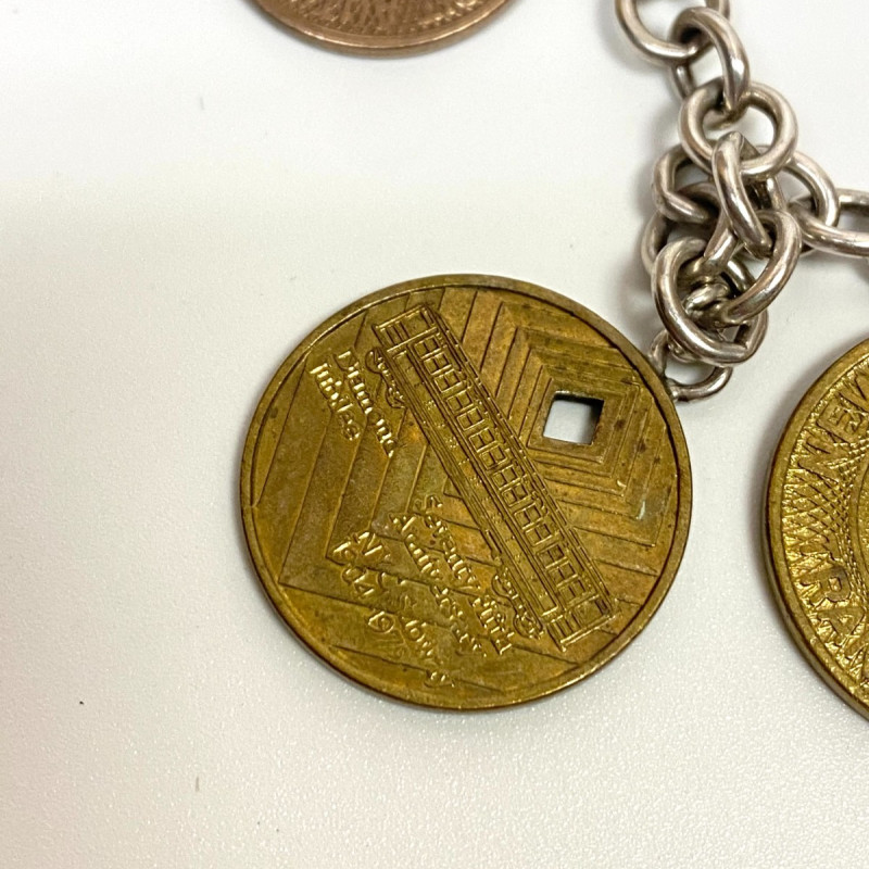 Vintage NYC Subway Token Charm Bracelet 925 Sterling Silver 7”- 31.3g Vintage NYC Subway Token Charm Bracelet 925 Sterling Silver 7”- 31.3g