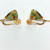 Elegant Natural Green Carved Jade Earring in 18K Yellow Gold Elegant Natural Green Carved Jade Earring in 18K Yellow Gold