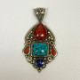 Old Brass Multicolor Stones Inserts Unique Pendant