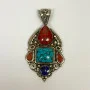Old Brass Multicolor Stones Inserts Unique Pendant