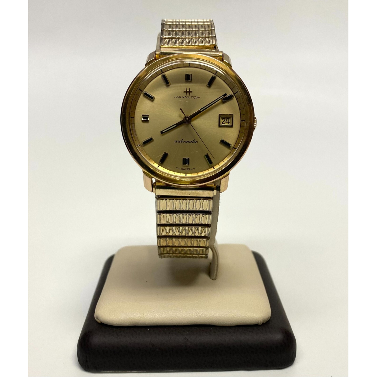 Vintage Hamilton Gold Plated Wristwatch Watch 1970's Automatic Dateline 64029-4