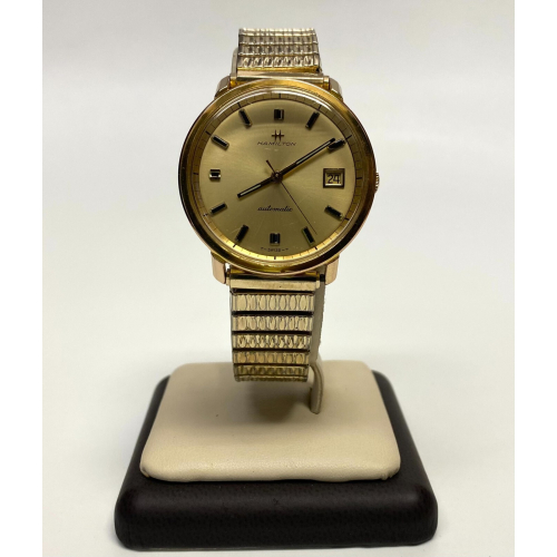Vintage Hamilton Gold Plated Wristwatch Watch 1970's Automatic Dateline 64029-4