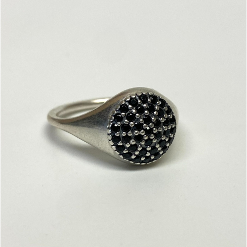 PANDORA Silver Large Pave Black Crystal Ring 190888NCK Size 54 / 7 PANDORA Silver Large Pave Black Crystal Ring 190888NCK Size 54 / 7