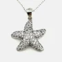925 Sterling Silver Starfish Pendant Necklace with CZ - 15" Chain