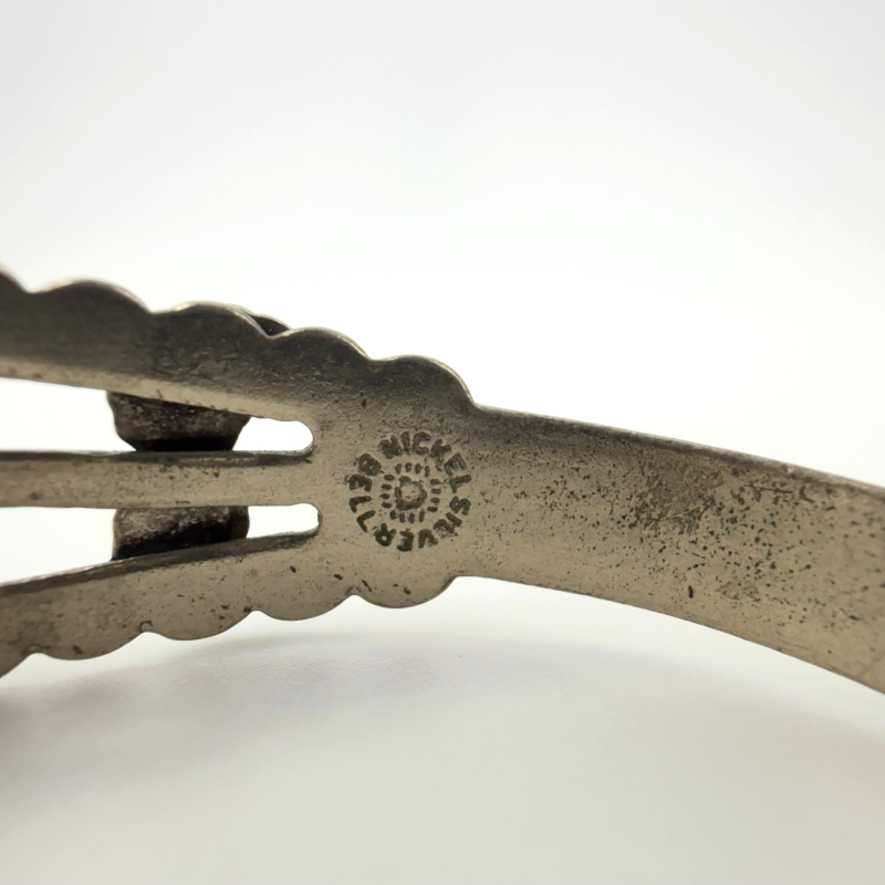 Vintage Bell Trading Post Turquoise Nickel Silver Southwestern Cuff Bracelet