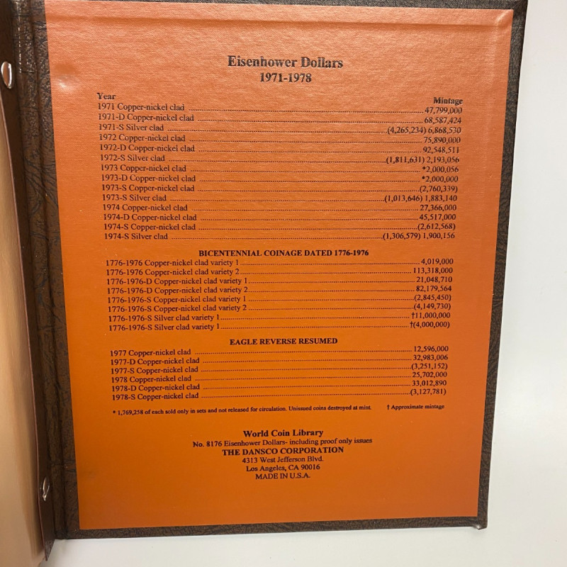 Complete 32-Coin 1972-1978 $1 Eisenhower Dollar Dansco 8176 Album