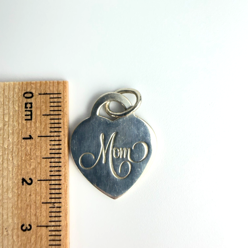 Tiffany & Co. Mom Heart Charm Pendant Sterling Silver 925