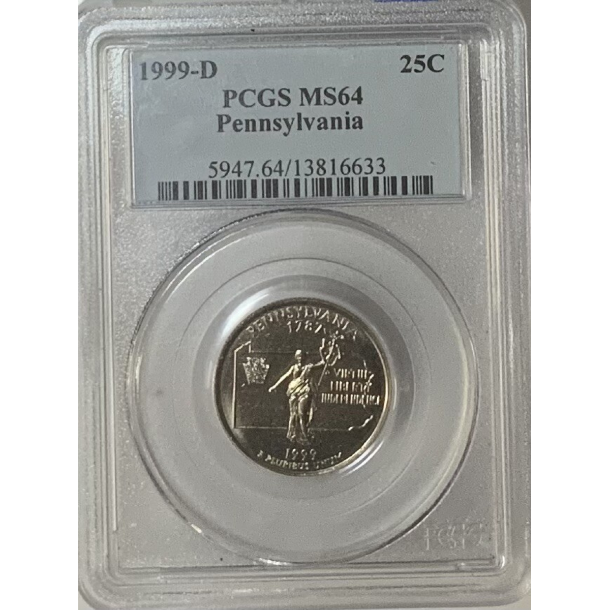 1999 D Pennsylvania Statehood Quarter PCGS MS 64  