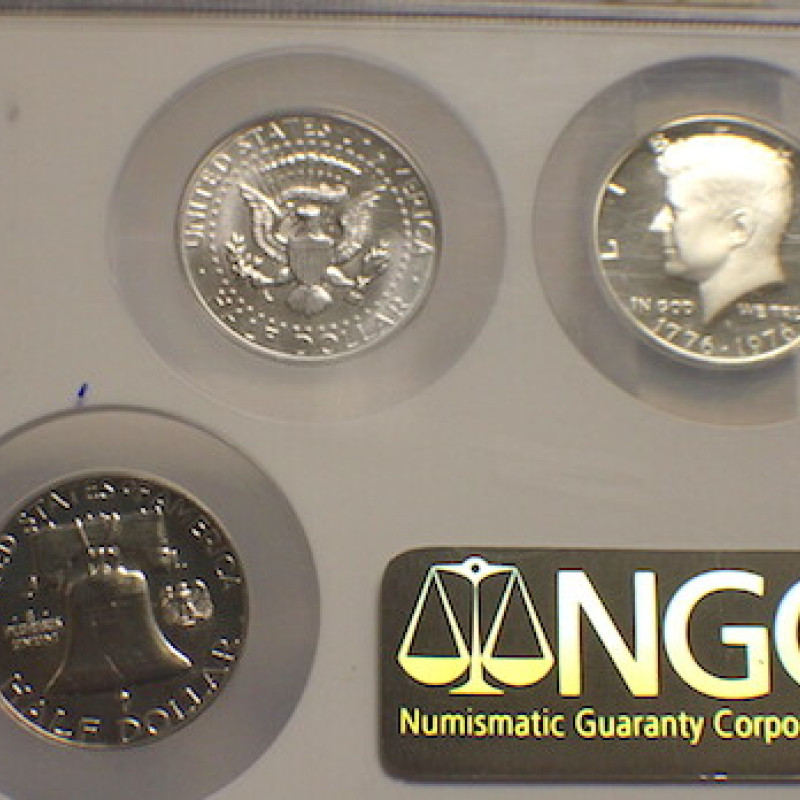 5- PIECE SILVER HALF DOLLAR SET BRILLANT PROOF 2 COINS ROTATED 