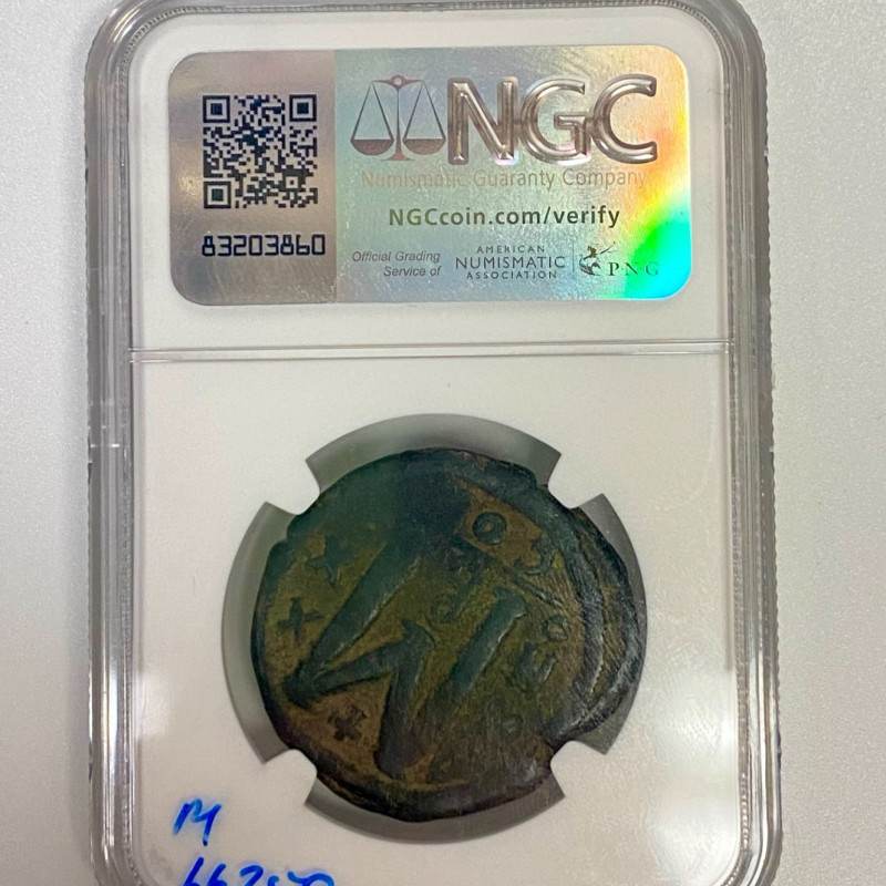 527- 565 AD BYZANTINE EMPIRE AE FOLLIS JUSTINIAN I COIN NGC VF 527- 565 AD BYZANTINE EMPIRE AE FOLLIS JUSTINIAN I COIN NGC VF