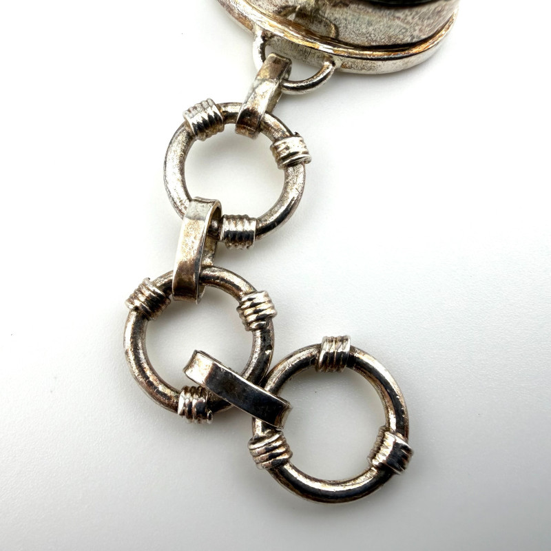 Sterling Silver 925 Large Smokey Quartz and Labradorite Gemstone Bracelet