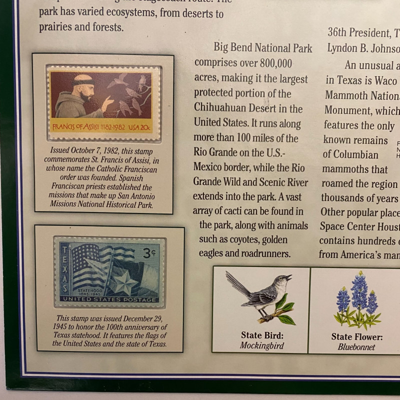 2019 Texas San Antonio Missions Quarter P&D w/ 2 Stamps Display Card