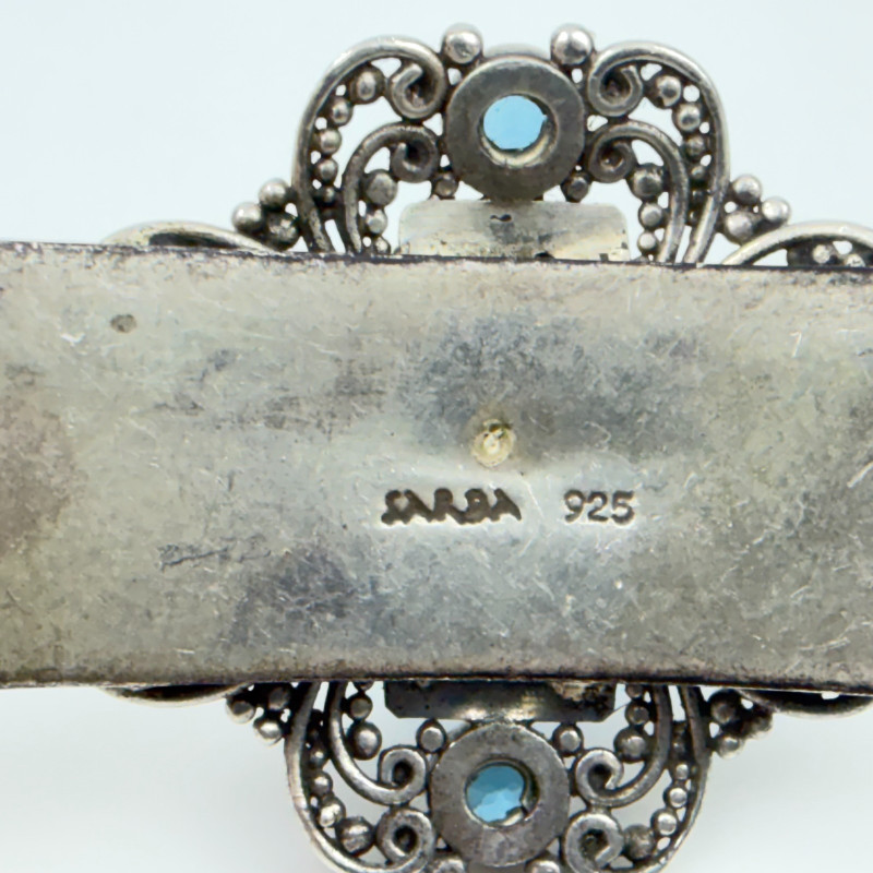 Rare Sarda Artisan Collection Of Bali Paraiba Silver Cuff Bracelet with Cross