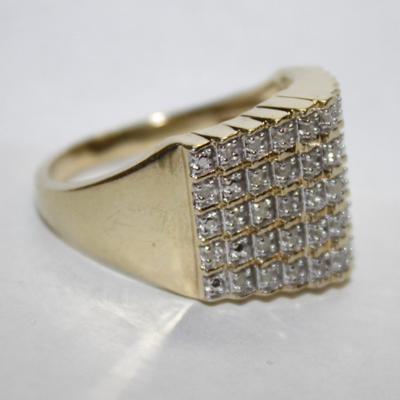 Sterling Silver Gold Plated Diamond Ring Size 12