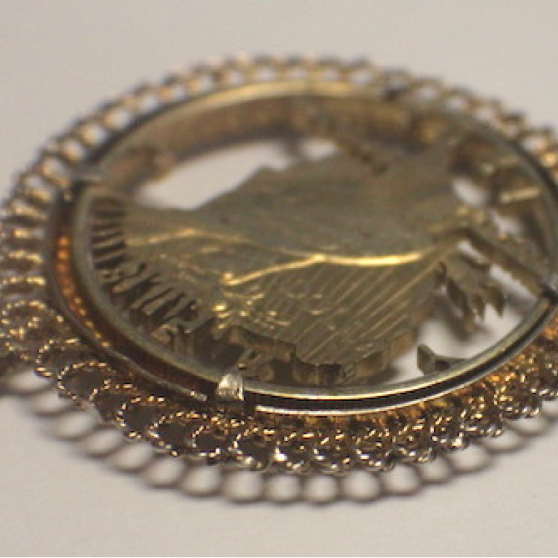 Vintage 1921 Liberty Eagle Gold Plated & Sterling Silver Custom Pendant