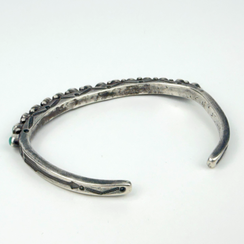 Old Pawn Navajo Sterling Silver Fifteen SNAKE EYE TURQUOISE Bracelet