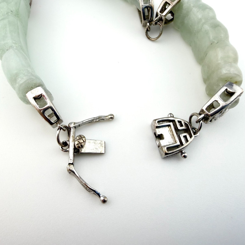 Designer Sterling Silver Light Green Natural Jade Bangle Bracelet - China LEC