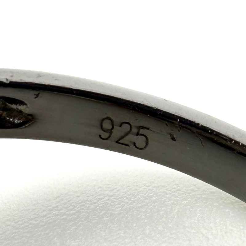 Black Rhodium 925 Silver Cubic Zirconia Ring Sz 7