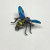 Antique 6 Legged Mosquito Designed w/Blue/GREEN Color Red Ruby Eye Brooch 925