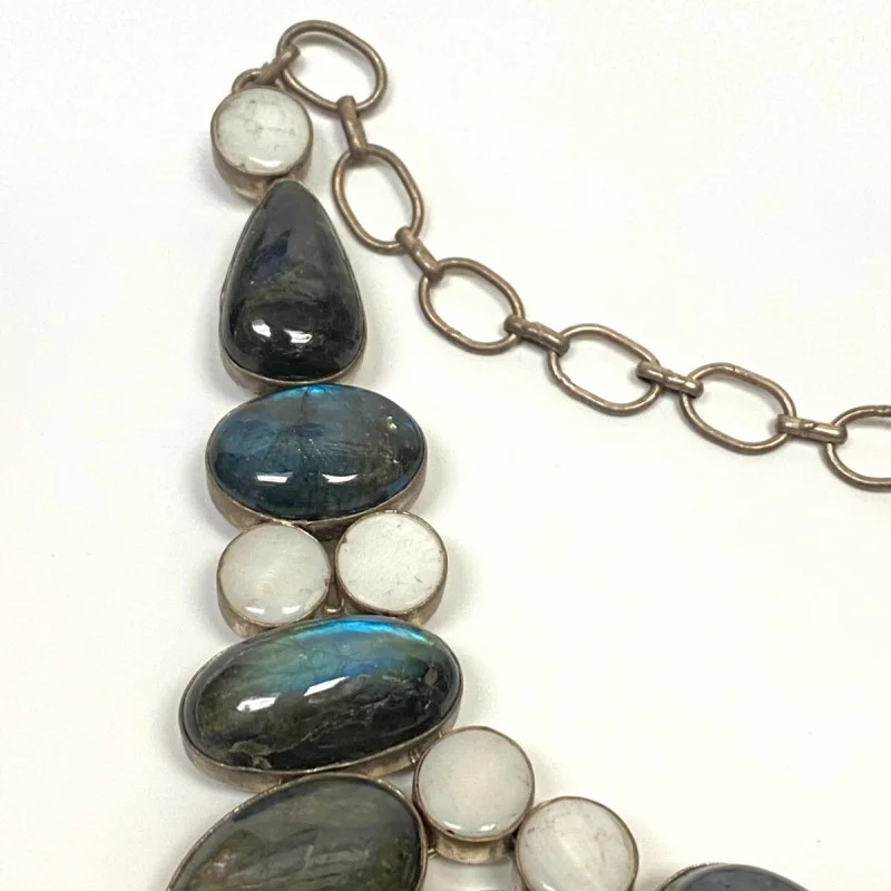 Antique Natural Labradoriten Necklace, Silver 900