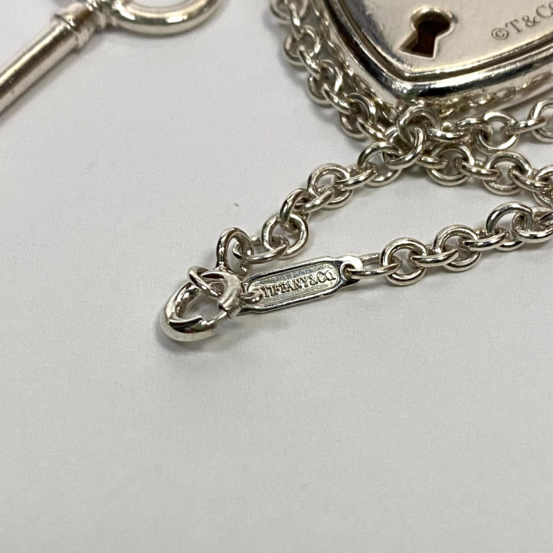 Rare Tiffany & Co Silver Heart Arc Padlock Charm and Key Necklace, 16 Inches Rare Tiffany & Co Silver Heart Arc Padlock Charm and Key Necklace, 16 Inches