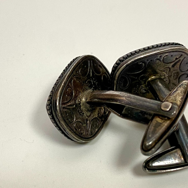 Vintage Red Agate Cufflinks Sterling Silver