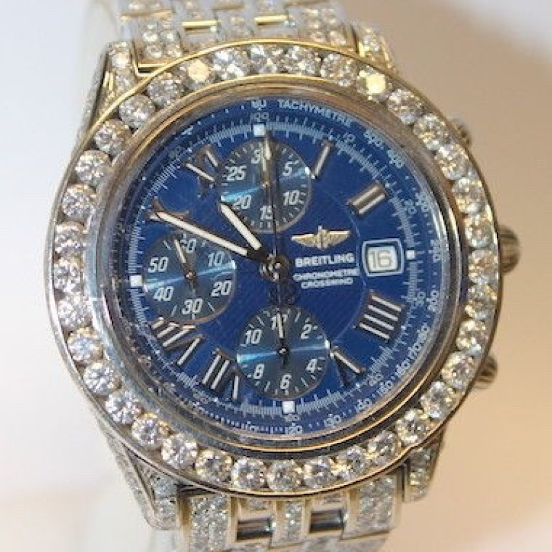 Breitling Crosswind Chronometer Stainless Steel 10.00 ct Diamond Watch