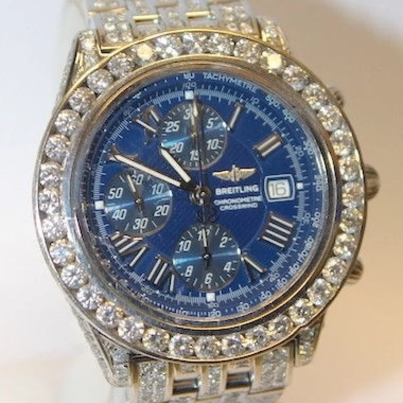 Breitling Crosswind Chronometer Stainless Steel 10.00 ct Diamond Watch Breitling Crosswind Chronometer Stainless Steel 10.00 ct Diamond Watch